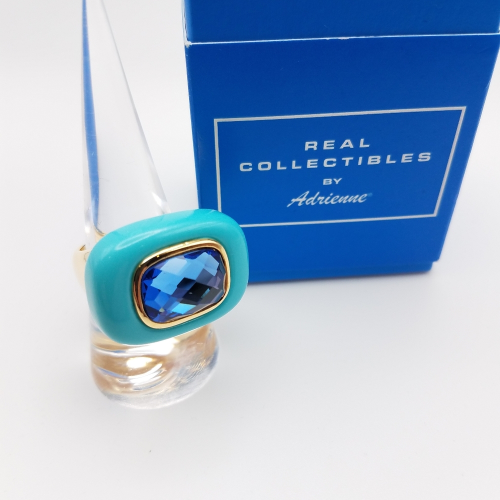 Real Collectibles by Adrienne Ring Blue and Turquoise sz 8.5